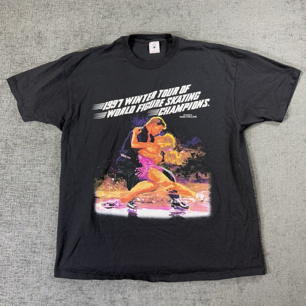 VTG Delta T Shirt XL Campbell's Soups World Figure Skating Champions 1996 Black - Picture 2 of 7